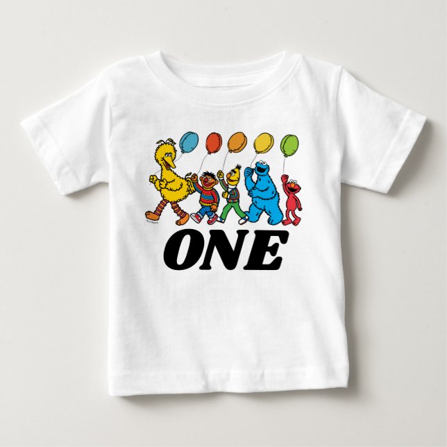 Sesame Street Pals | 1st  Birthday Balloons Baby T-Shirt (Front)