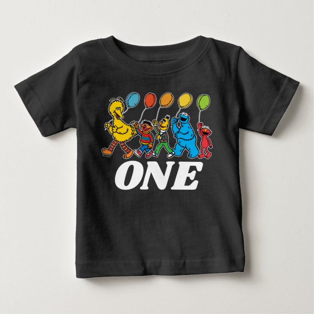 Sesame Street Pals | 1st  Birthday Balloons Baby T T-Shirt (Front)