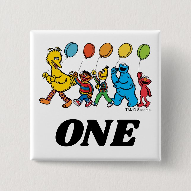 Sesame Street Pals | 1st  Birthday Balloons Button (Front)