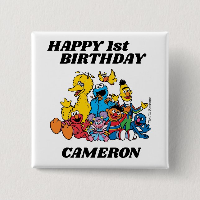 Sesame Street Pals 1st Birthday  Button (Front)