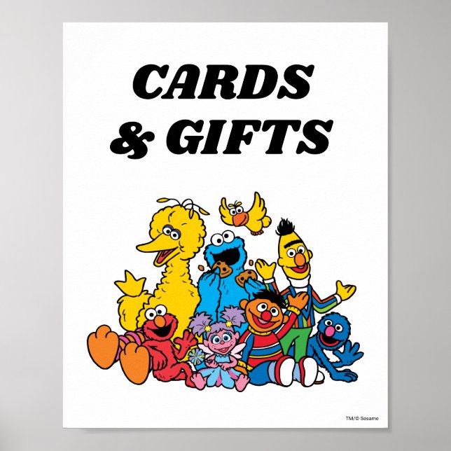 Sesame Street Pals 1st Birthday Cards & Gifts Sign (Front)