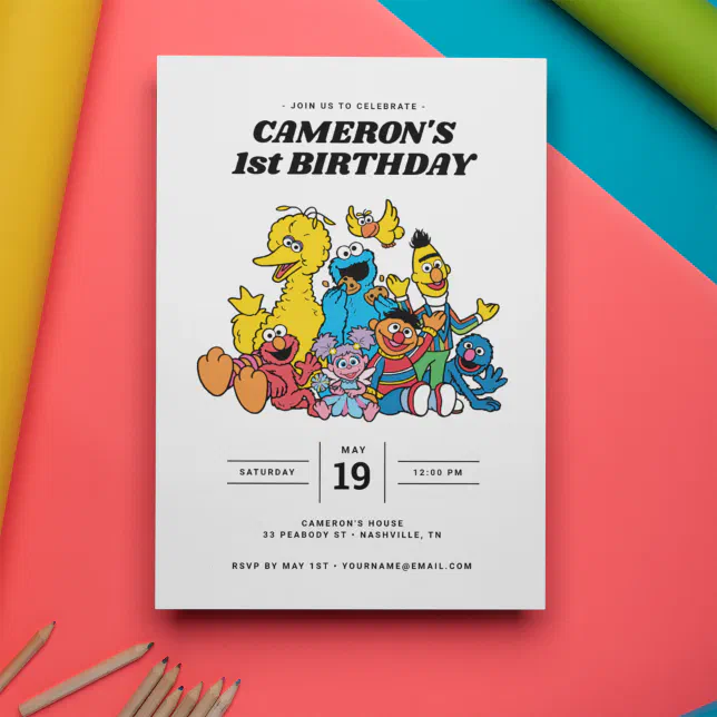Sesame Street Pals 1st Birthday Invitation