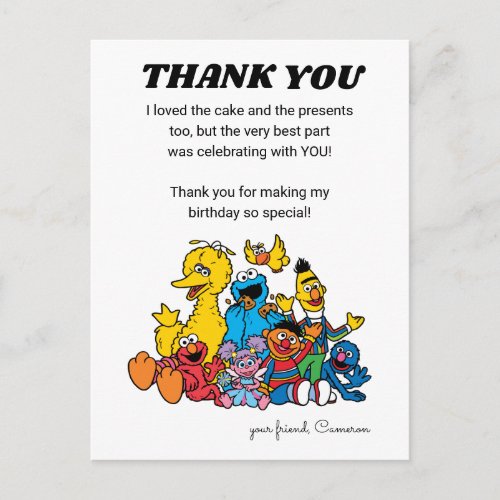 Sesame Street Pals 1st Birthday _ Thank You Postcard