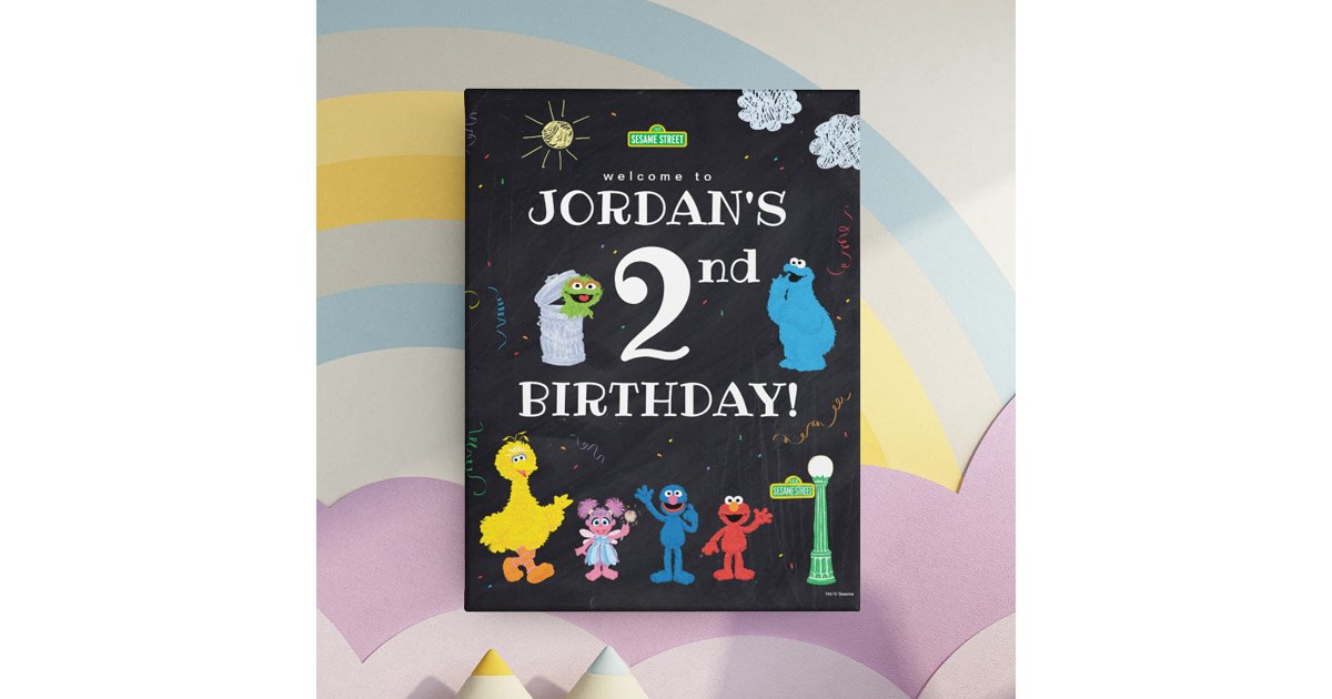 Sesame Street Pals | 2nd Birthday Welcome Faux Canvas Print | Zazzle