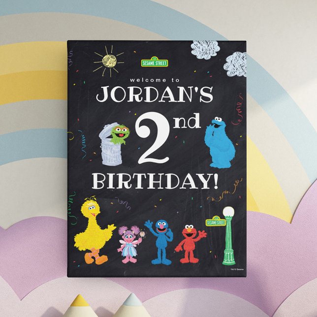 Sesame Street Pals | 2nd Birthday Welcome Faux Canvas Print (Canvas on wall)
