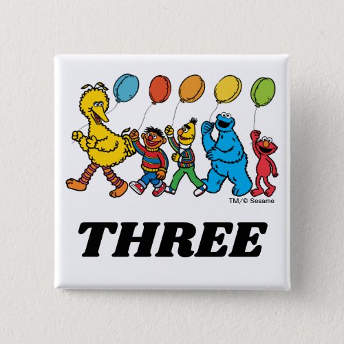 Sesame Street Pals  3rd Birthday Balloons Button