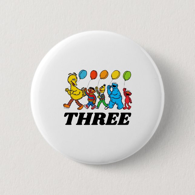 Sesame Street Pals 3rd Birthday Balloons Toddler  Button (Front)