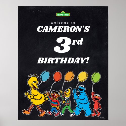 Sesame Street Pals 3rd Birthday Balloons Welcome Poster