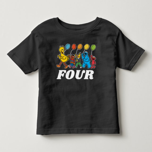 Sesame Street Pals | 4th Birthday Balloons Toddler T-shirt (Front)