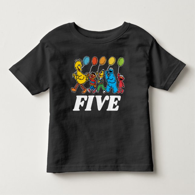 Sesame Street Pals | 5th Birthday Balloons Toddler T-shirt (Front)