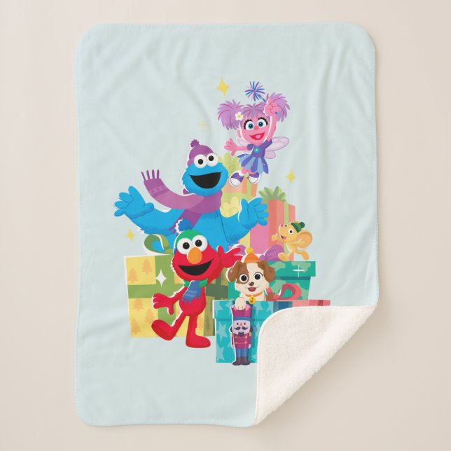 Sesame Street Pals and Presents Sherpa Blanket (Front)