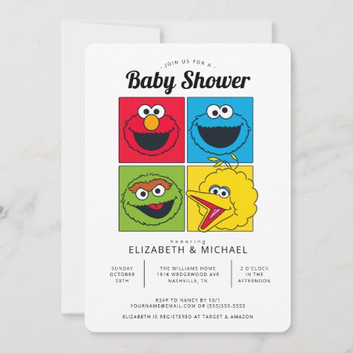 Sesame Street Pals Baby Shower Invitation