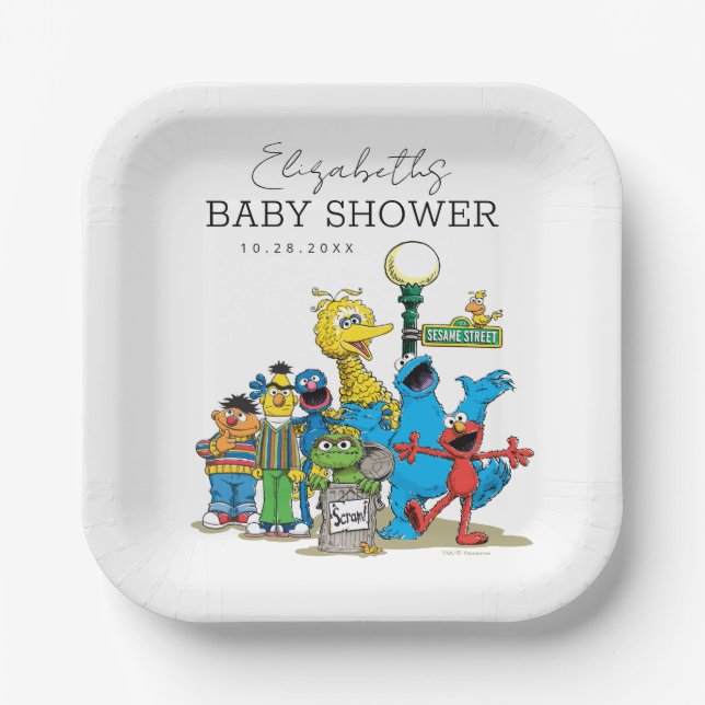 Sesame Street Pals Baby Shower Paper Plates (Front)