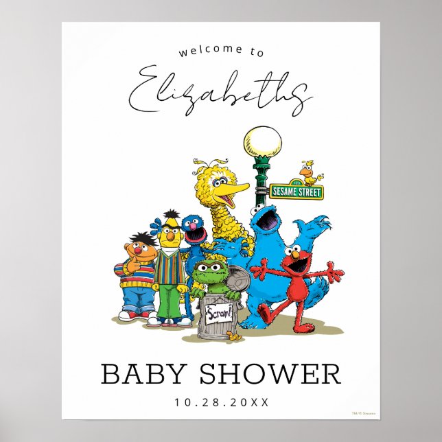 Sesame Street Pals Baby Shower Welcome Sign (Front)