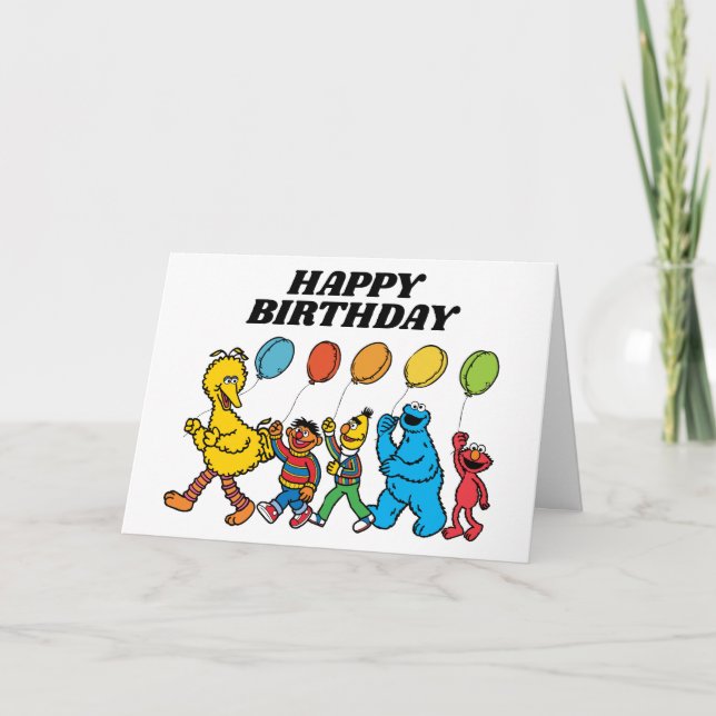 Sesame Street Pals Balloons Birthday  Card (Front)