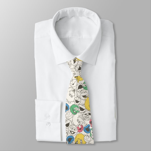 Sesame Street Pals | Big Head Core Pattern Neck Tie (Tied)