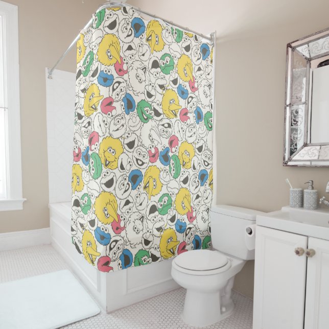 Sesame Street Pals | Big Head Core Pattern Shower Curtain (In Situ)