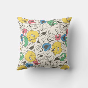 Sesame Street Pals Big Head Core Pattern Throw Pillow