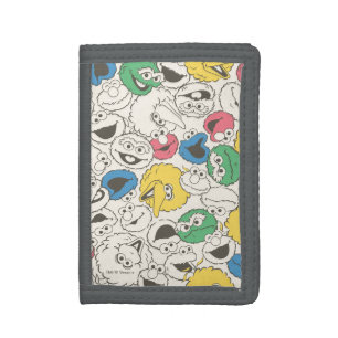 Sesame Street Pals   Big Head Core Pattern Trifold Wallet