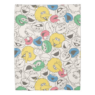 Sesame Street Pals   Big Head Vintage Pattern Duvet Cover