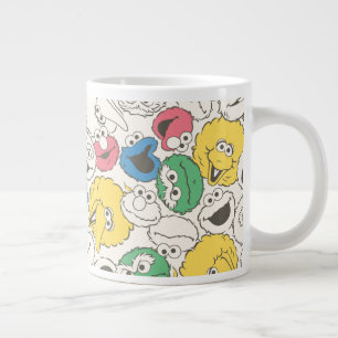 Sesame Street Pals Big Head Vintage Pattern Giant Coffee Mug