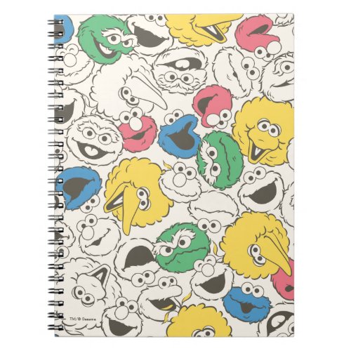 Sesame Street Pals  Big Head Vintage Pattern Notebook