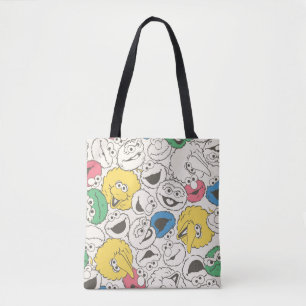Sesame Street Pals Big Head Vintage Pattern Tote Bag