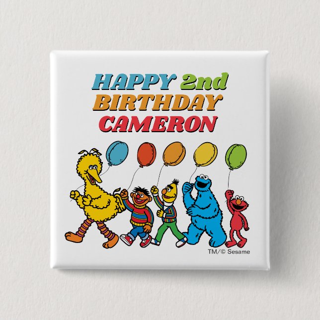 Sesame Street Pals | Birthday Balloons Button (Front)
