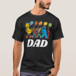 Sesame Street Pals | Birthday Balloons - Dad T-Shi T-Shirt<br><div class="desc">This fun t-shirt features Elmo, Big Bird, and Cookie Monster from Sesame Street surrounded by colorful balloons and the phrase "Dad" prominently displayed. Perfect for celebrating a child’s birthday, this vibrant design adds charm to a Sesame Street-themed party. A great outfit for the proud dad to show off his Sesame...</div>