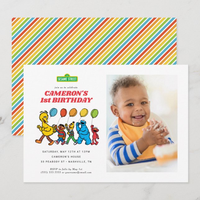 Sesame Street Pals | Birthday Balloons Invitation (Front/Back)