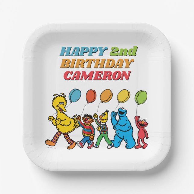 Sesame Street Pals | Birthday Balloons Paper Plates (Front)
