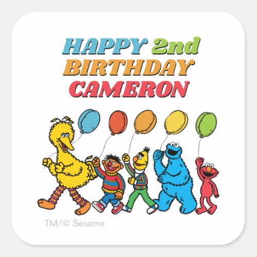 Sesame Street Pals  Birthday Balloons Square Sticker