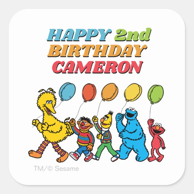Sesame Street Pals | Birthday Balloons Square Sticker (Front)