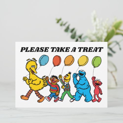 Sesame Street Pals Birthday Balloons Take A Treat Invitation