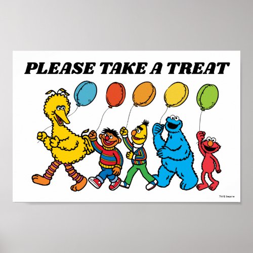 Sesame Street Pals Birthday Balloons Take A Treat Poster