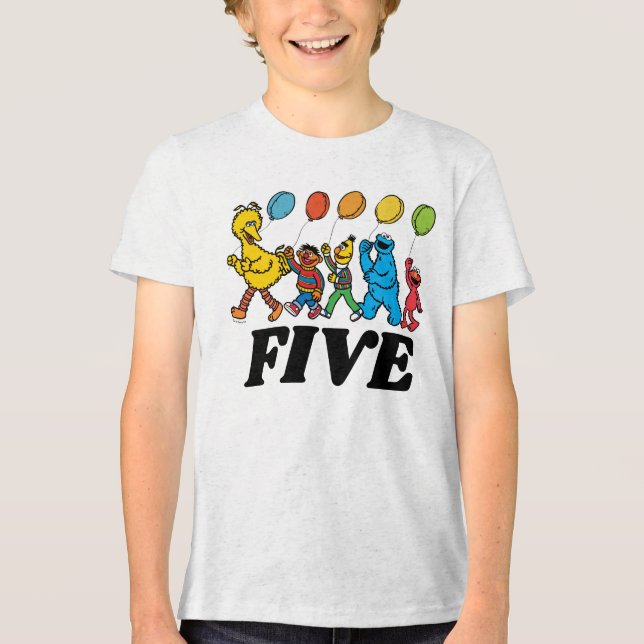 Sesame Street Pals | Birthday Balloons Tri-Blend Shirt (Front)