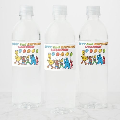 Sesame Street Pals  Birthday Balloons Water Bottle Label