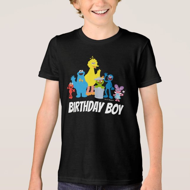 Sesame Street Pals | Birthday Boy - Name & Age Tri-Blend Shirt (Front)
