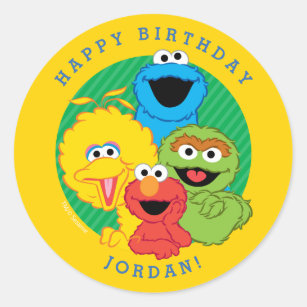 SESAME STREET PERSONALIZED ROUND LABELS BIRTHDAY PARTY STICKERS FAVORS SUPPLIES