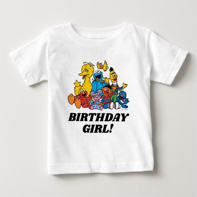 Sesame Street Pals Birthday Girl Baby T-Shirt (Front)