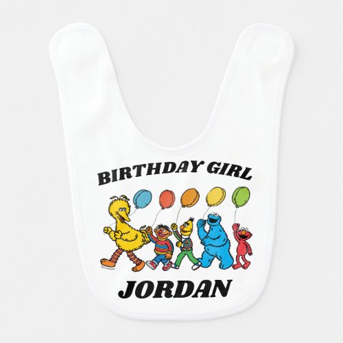 Sesame Street Pals  Birthday Girl Balloons Baby Bib