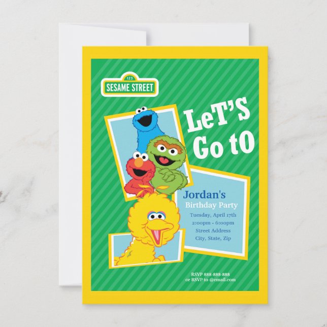 Sesame Street Pals Birthday Invitation (Front)