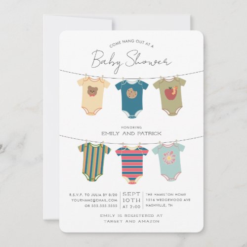 Sesame Street Pals Bodysuits Baby Shower Invitation