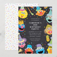 Sesame Street Pals Chalkboard Confetti Birthday Invitation