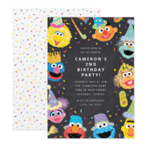 Sesame Street Pals Chalkboard Confetti Birthday Invitation