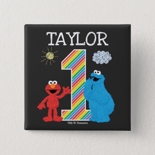 Sesame Street Pals Chalkboard Rainbow 1st Birthday Button