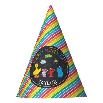 Sesame Street Pals Chalkboard Rainbow 1st Birthday Party Hat by SesameStreet at Zazzle