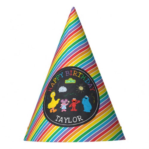 Sesame Street Pals Chalkboard Rainbow 1st Birthday Party Hat