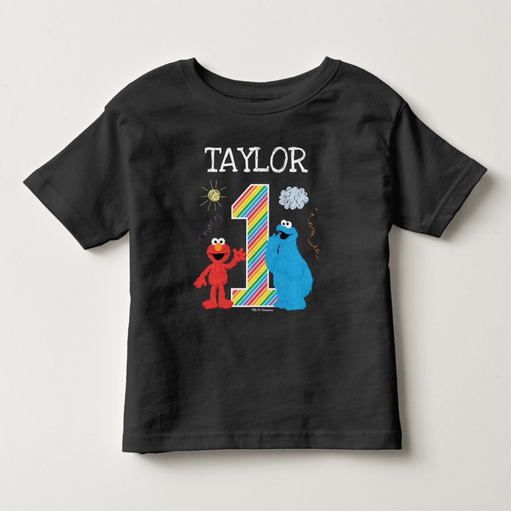 Sesame Street Pals Chalkboard Rainbow 1st Birthday Toddler Personalized T-shirt