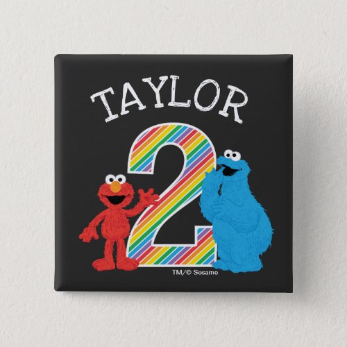 Sesame Street Pals Chalkboard Rainbow 2nd Birthday Button